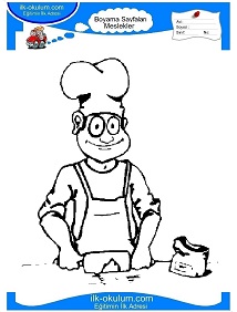 Çocuklar İçin Aşçı Boyama Sayfaları 
